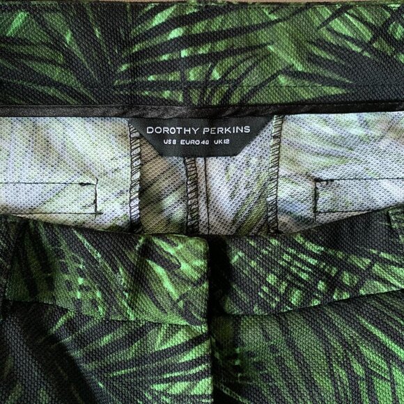 Dorothy Perkins Green Black Leaf Print Slim Trouser Dress Pants Resort Corpcore - Picture 7 of 16